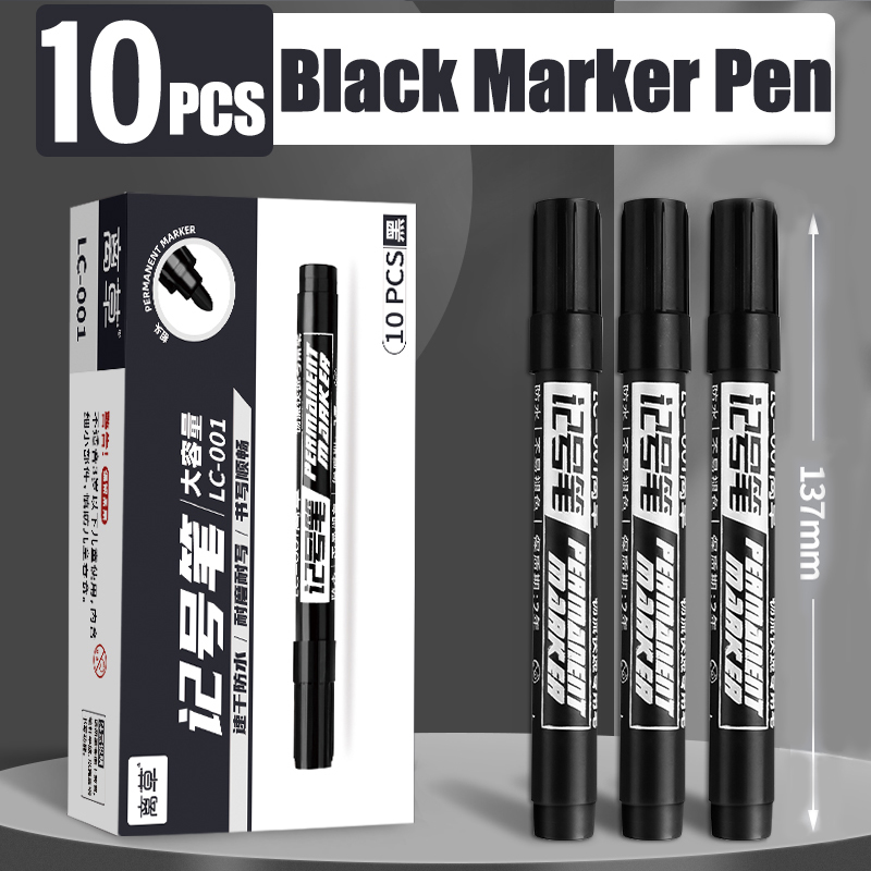 30PCS Marking Pen Black Blue Red Large-Capacity Office School Stationery Quick Drying Durable Permanent Marker Pen