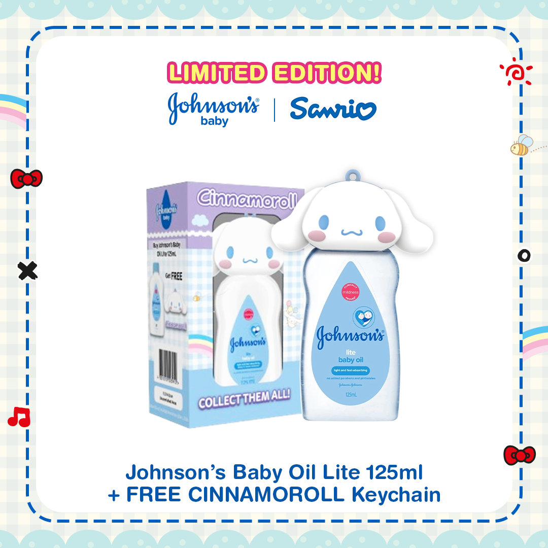 Johnsons Baby Lite Oil 125ml + FREE CINNAMOROLL Sanrio Keychain
