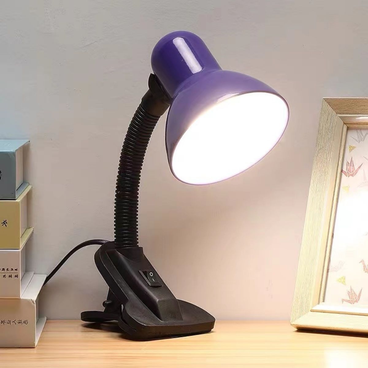 Modern Flexible Clip-On Table Lamp with Eye Protection Multicolor Bedside Reading Light - No Bulb Included