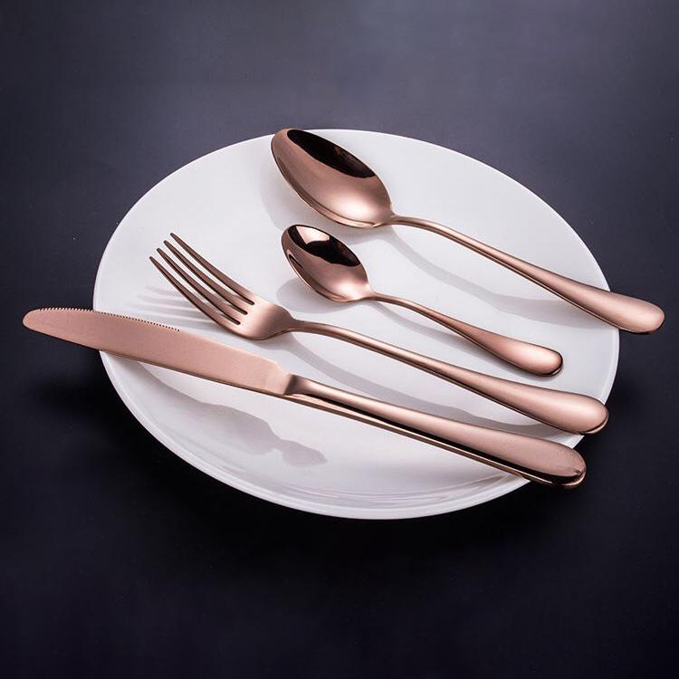 24 Piece Cutlery Set Rose Gold Gold Gift Box With Stainless Knife Spoon and Fork cutlery