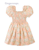 Gingersnaps Hillary Smocked Dress With Shirred Waist And Bubble Sleeves