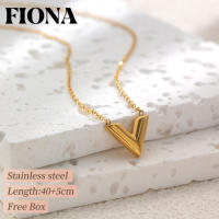 [FIONA]Fashion Stainless Steel V Shape Necklace Accessories For Women Free BoxH246#
