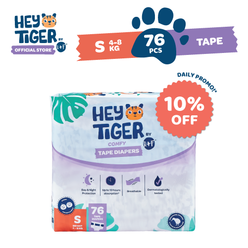 HEY TIGER Tape Jumbo Pack SMALL (4-8 kg) - 76 pcs - Tape Diapers