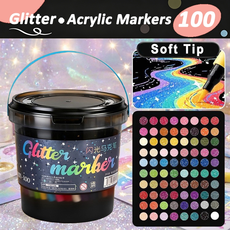 120Colors Acrylic Markers Glitter Drawing Color Pen Set Metallic Outline Marker Pens Art Painting