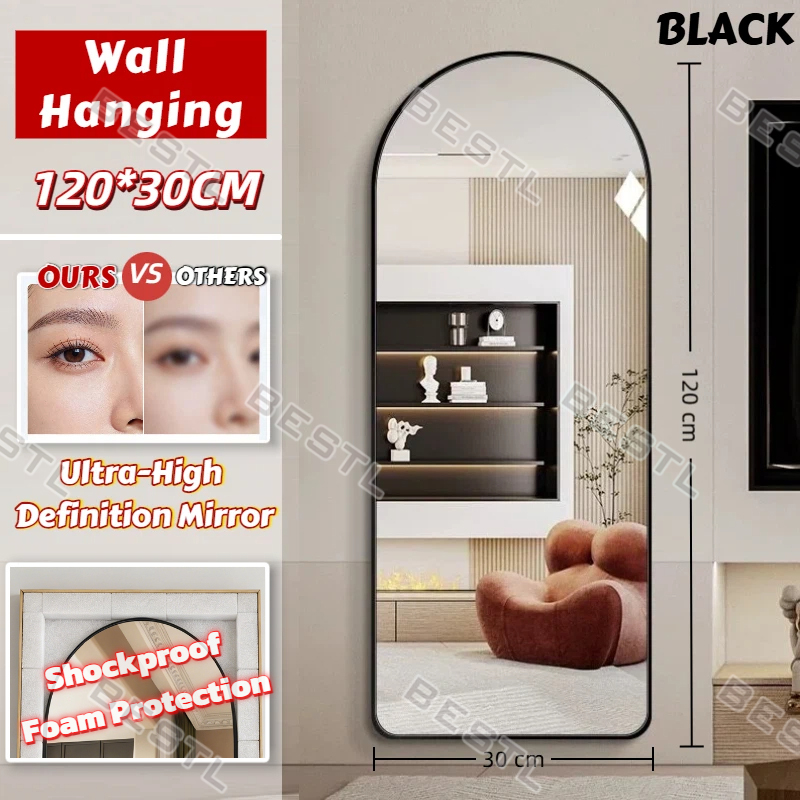 【Warranty】HD Mirror High-definition Full-body Mirror Bathroom Floor Mirror Floor-To-Ceiling Wall Mounting Mirror
