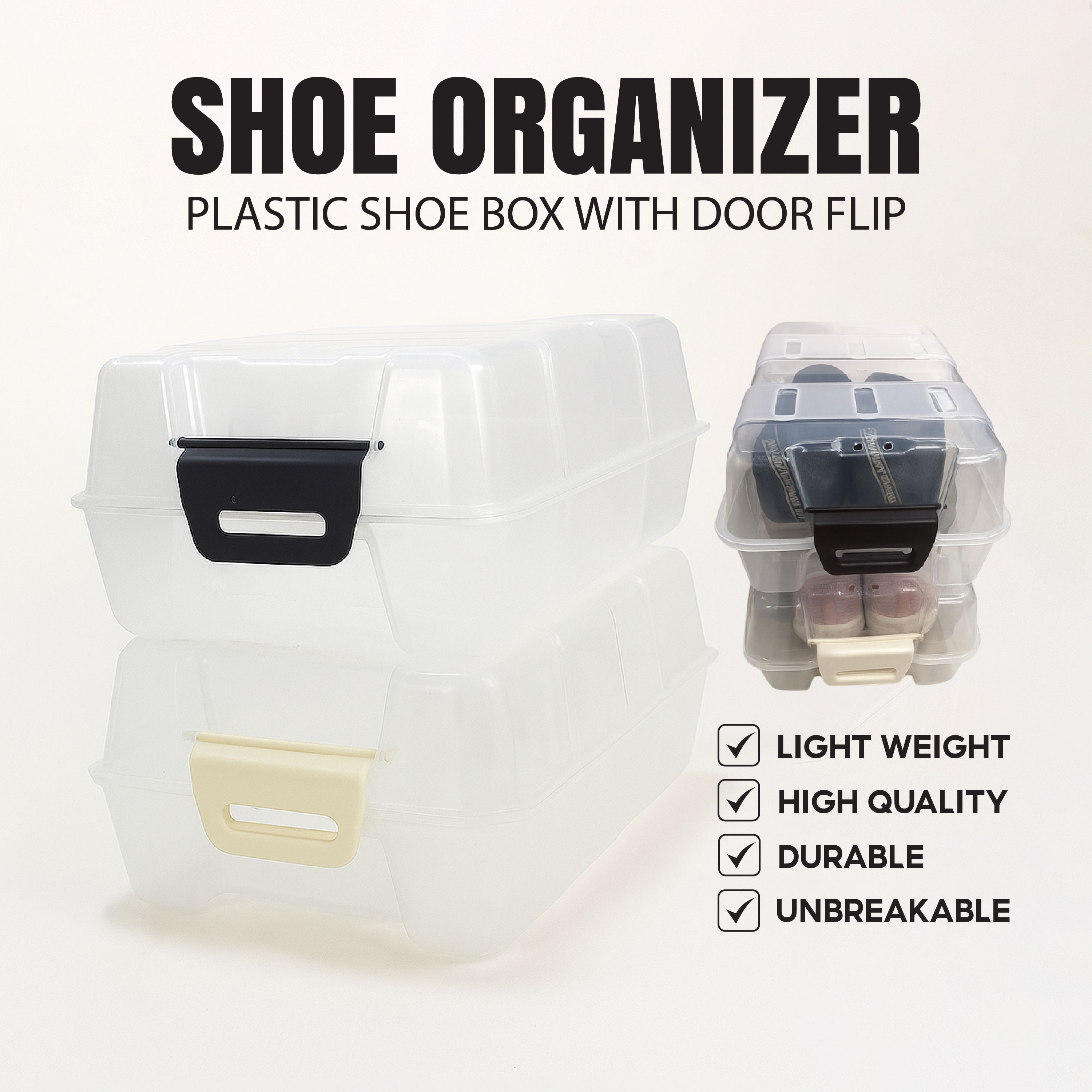 stackable transparent shoe organizer box clear plastic shoe storage ...