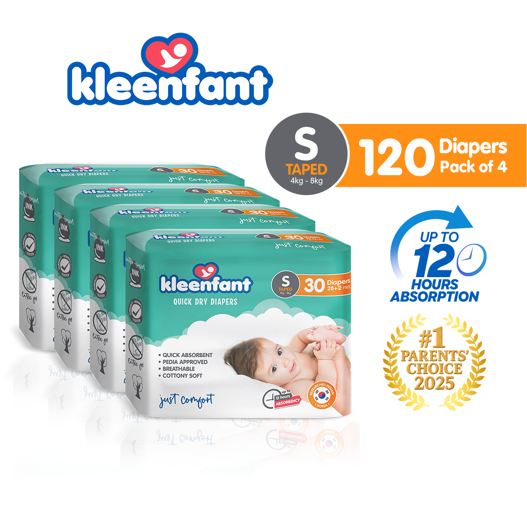 Kleenfant Baby Taped Diaper Newborn-XL (120 Pads) Disposable Diaper Baby Essentials Free Shipping