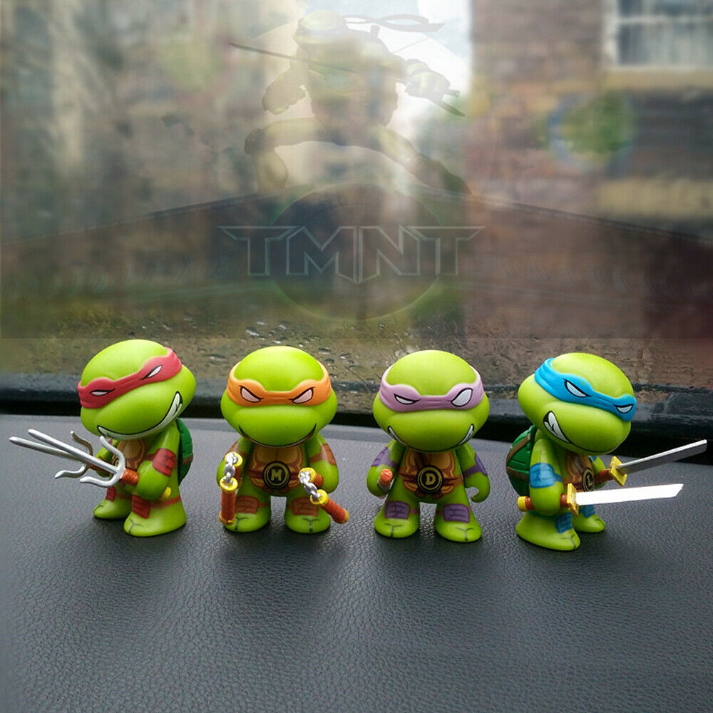 4 cái ninja rùa thần thiếu niên đột biến ninja rùa tmnt hành động hình pvc phim hoạt hình ninja rùa búp bê với vũ khí đồ chơi trẻ em xe trang trí