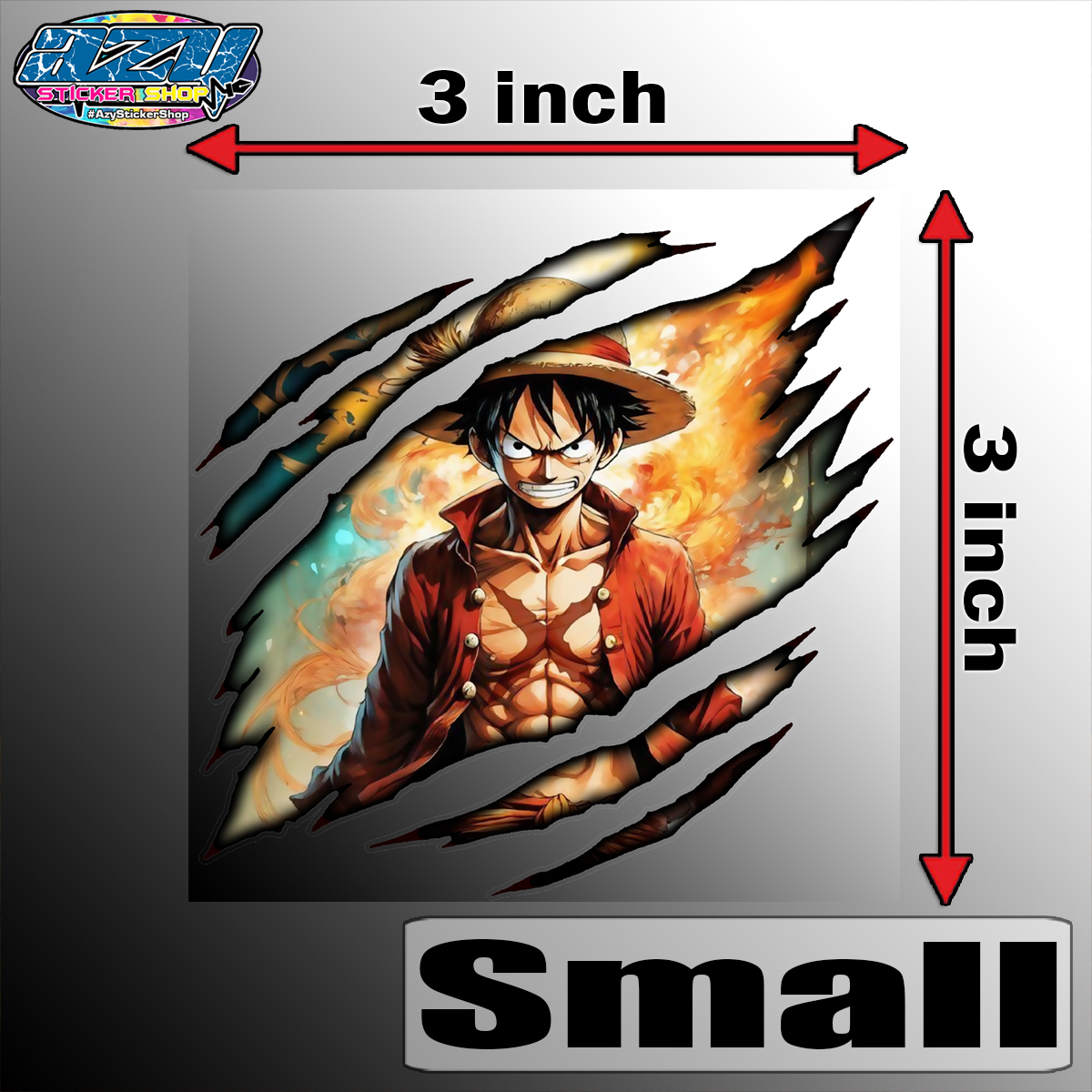Luffy B -Scratch Design Sticker for Car MC Thumbler etc. Waterproof Quality Made & Long Lasting