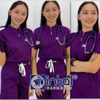 INTAL SCRUBSUIT 028 Elite MAPAGMALASAKIT Zip-Up Chino Collar Cargo 6 - Pocket Unisex Quality Scrubs