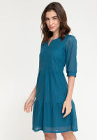 Krizia Cotton Lace Quarter Sleeves Tiered Shift Dress Formal Casual Party Business Work Office Events