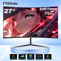 FYHXele pc monitors 27 Inch Curved Computer Monitor Full HD 1080P 75Hz 1ms Response Gaming Monitors LCD Display Screen For PC Support Wall Mounting