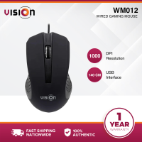 VISION WM012 3D Wired Mouse – 140cm USB Cable 1000 DPI High-Precision Resolution Ergonomic Design Plug & Play Reliable USB Connection for Desktop Laptop Office Gaming Home Use