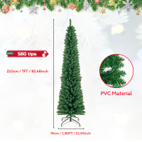 NUVOX Slim Christmas Tree Artificial Pencil Xmas Tree with 295 Memory Wire Branch Tips & Upgraded Metal Stand Unlit Slim Decoration Tree for Home Shop & Office Easy Setup