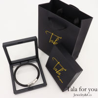 Tala for you Mens Bracelet Leather Bangle Accessories With Paper Bag Birthday Valentines Day Gift Hypoallergenic 21cm