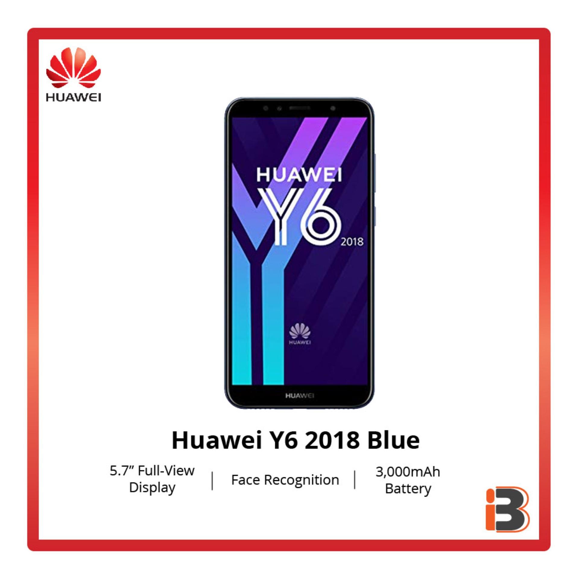 Huawei Y6 2018  5.7 inches 16GBROM+2GBRAM 13MP back 5MP front Oreo 8.0 Qualcomm MSM8917 Snapdragon 425 Quad-Core 3000 mah 1 Year Manufacturer Warranty Authentic/Original Dual Sim S-IPS LCD 720x1440 18:9 Ratio Micro USB 2.0  (Blue)