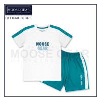 Moose Gear T-Shirt With Short Set With High Density Print Details Teal and Off White (TSS 608 16651)