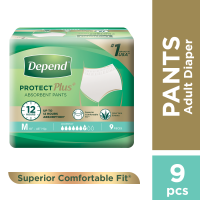 Depend Protect Plus Absorbent Pants Adult Diapers Medium - 9 pcs x 1 pack (9 pcs)