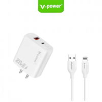 V-POWER C122 20watts Fast Charger PD+USB-C with Charging Cable for Micro/IPh/Type-C