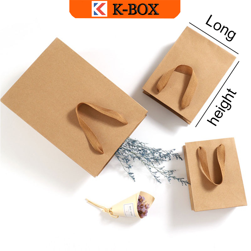 【K-BOX】Kraft Paper Bag Plain Rope Handle Hand bag Gift Bag Paperbag per
