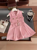 Korean Girls Dress Pink Sleeveless Casual Dress For 2-7Y Kids Girl Clothes