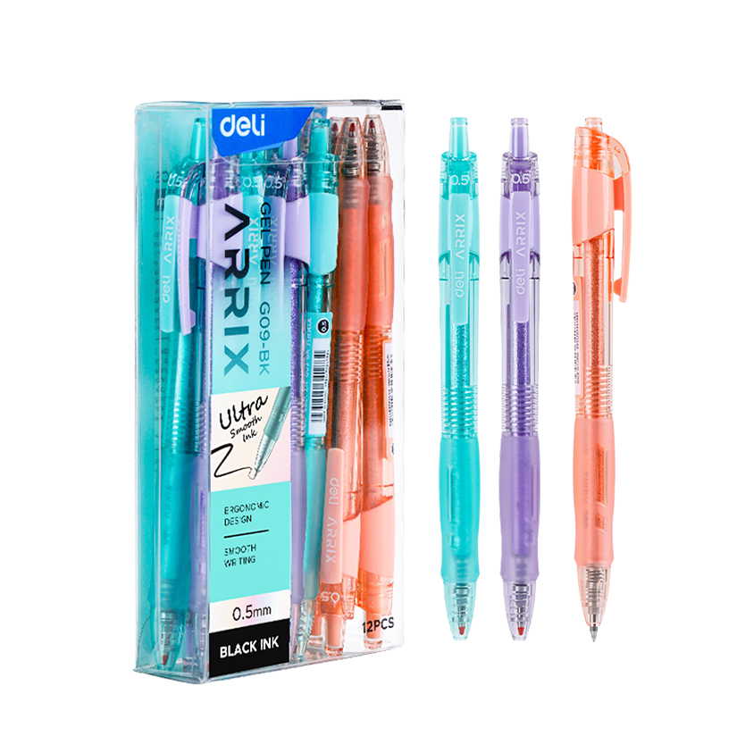 Deli Arrix Gel Pen Extra Smooth Writing 0.5mm 12pcs/box EG09