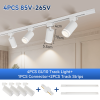 CANMEIJIA Replaceable Bulb Gu10 Track Light Set Tricolor Led Spotlight Aluminum Track Rail Lamp Ceiling Light for Shop Store Display Indoor Lighting