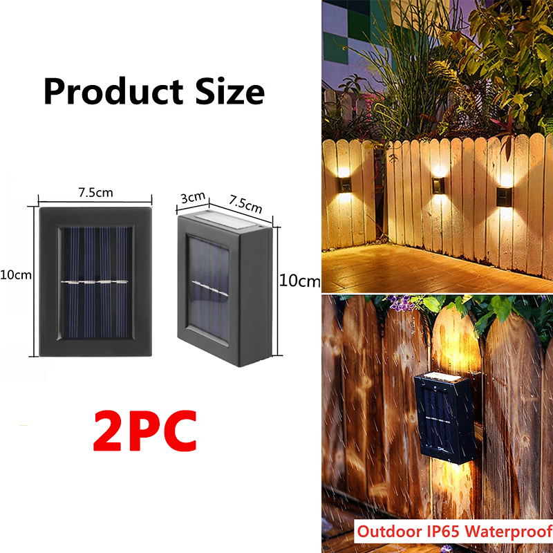 Solar Wall Light Outdoor Waterproof Lighting (Warm Light) Motion Sensor Night Light Down Light Garden Decoration Indoor for Deck Patio Stairs Yard LED Light