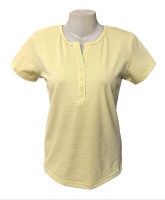 PALETTES Cotton V-Neck Three Button Short Sleeve Plain TShirt for Woman Ladies T-Shirts Shirt Tee #7213