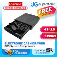 LogicOwl POS Electronic Metal Cash Drawer Box with Manual and Automatic POS System Bill & Coin Tray Three-Gear Locking Structure RJ11 Cable Input | POS System Components | JG Superstore
