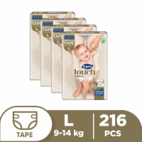 Drypers Touch Large (8-14 kg) - 54 pcs x 4 packs (216 pcs) - Tape Diapers