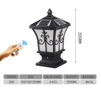 [Ship From Local]DingDian LED Solar Post Lamp Outdoor Waterproof 10W Solar Lights Tricolor Post Lamp Outdoor Gate with Remote for Home Decoration(1 Year Warranty)