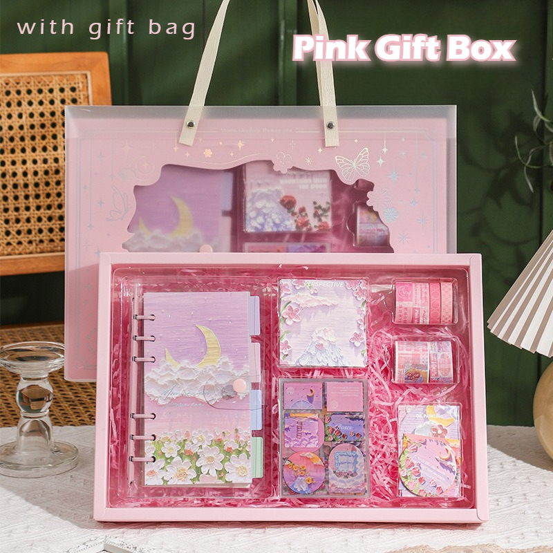 DIY Journal Kit Diary Set A6 Binder Notebook Gift Box for Kids Cute Stickers Stationery Set