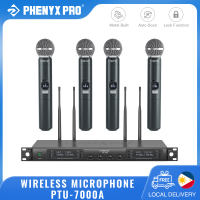 Phenyx Pro PTU-7000-4H Wireless Mic System 4-Channel Professional Handheld Mics for Live Stage Worship