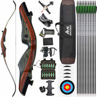 62 inch Takedown Recurve Bow Full Set 20-50lbs 17inch Wooden Riser