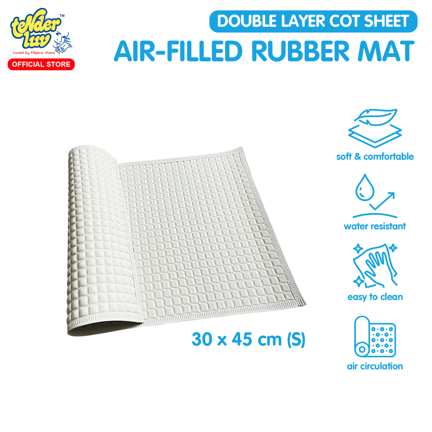 Tender Luv Waterproof Rubber Diaper Changing Mat (White)