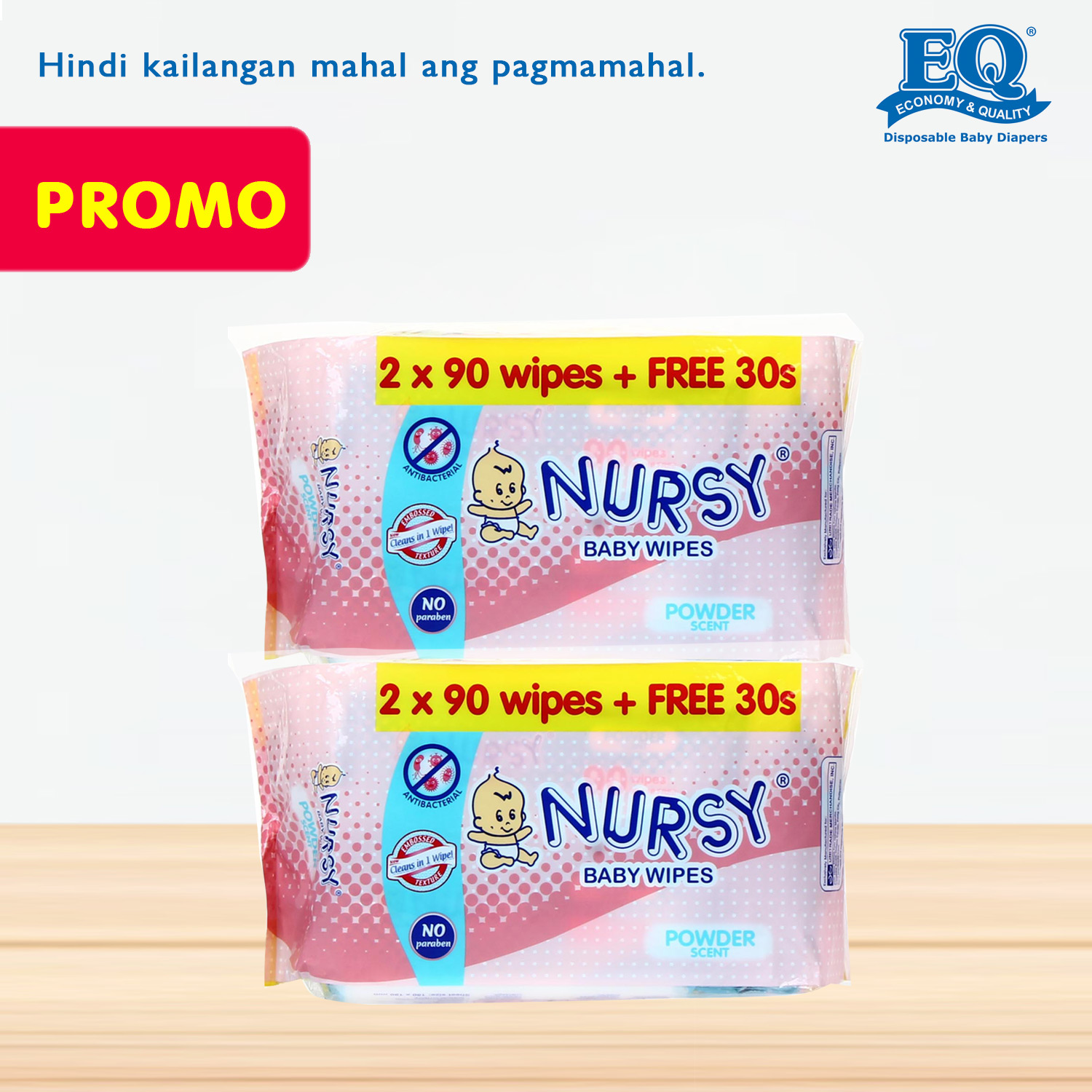 [PROMO PACK] Nursy Wipes Powder Scent 90 pulls - 4 Packs with FREE 30 pulls 2 Packs