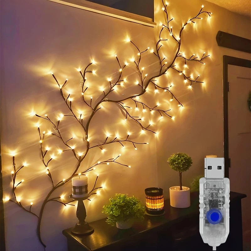 1.9m USB 96LED Willow Branch Lamp Night Light Room Wall Decoration Christmas Decoration Tree Light