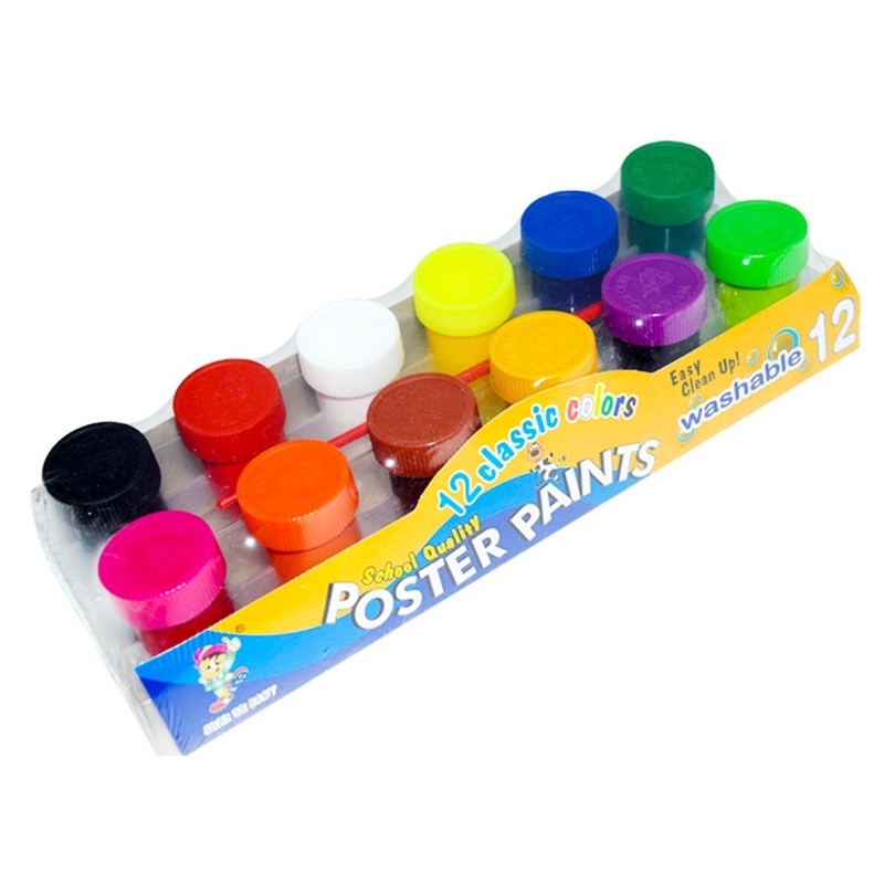 Color poster paints 12 color washable paint school supplies