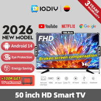 DIODIY Flat Screen Smart TV 50 Inches UHD Netflix Smart TV Android 14.0 Google LED TV Digital Televisions 50/42/32 Inch【Upgraded Wooden Crate Packaging】