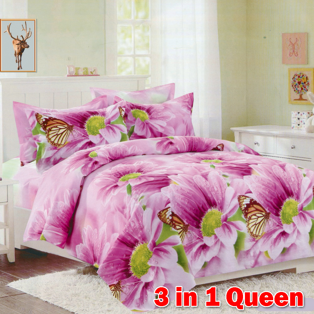 Tophome 3 in 1 Queen Size Cotton Bed Sheet Set Premium Quality Fabric