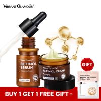 VIBRANT GLAMOUR FDA Retinol Set Face Cream+Facial Serum VA Anti Aging Whitening Renewing Skin Reduce Fine Lines Wrinkles Fading Dark Spots Prevent Melasma Face Skin Care 2ps