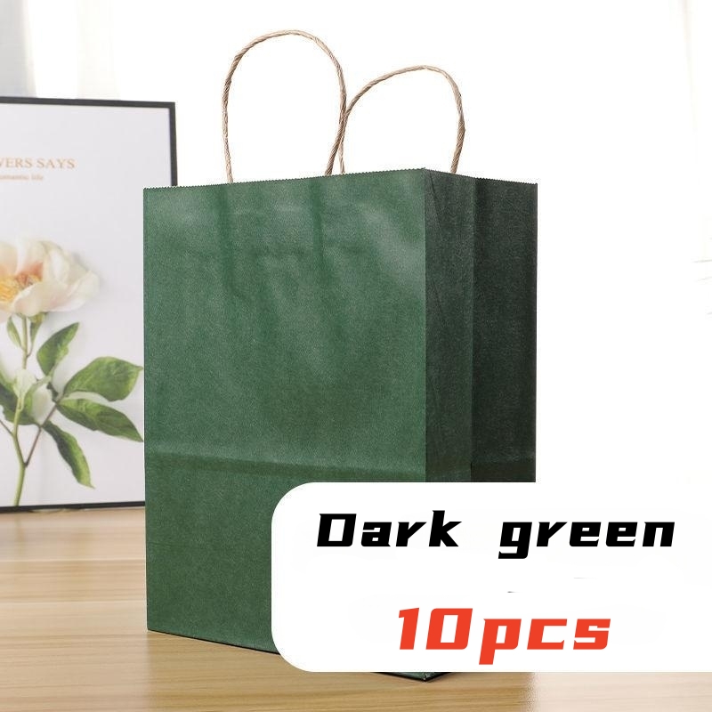 10Pcs Kraft Paper Bag With Twine Twisted Handle Paper Bags Thickened Gift Bag Birthday Gift Bag