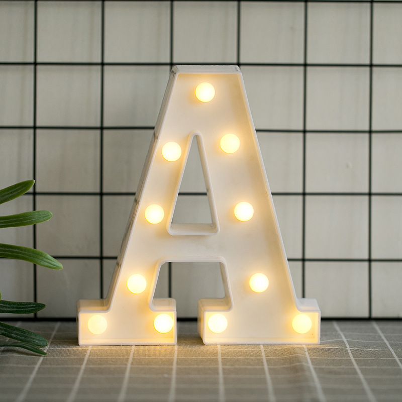 26 Letters LED Lights DIY Symbol Sign Heart Name Light Romantic Proposal Home Decor Luminous Number Lamp Battery Night Light For Wedding Birthday Christmas Ornament Alphabet 3D Letter With Light Valentines Gift Ideas Party Decorations Set Fairy Lights