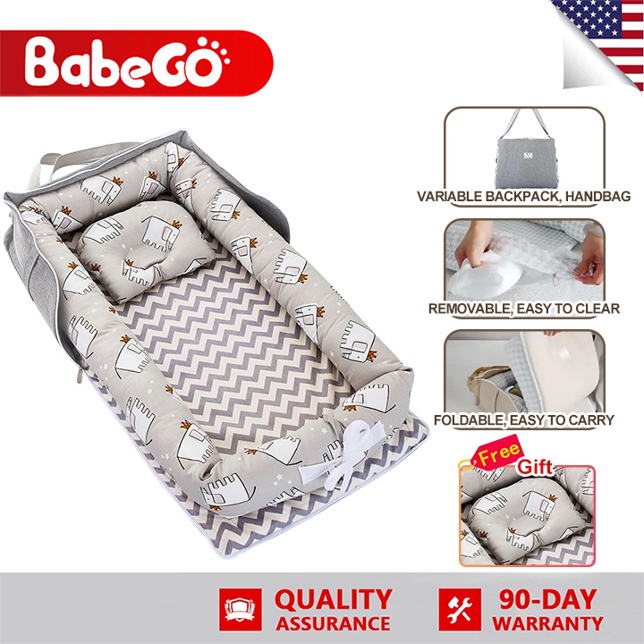 Babego High-Quality Foldable Baby Crib with Adjustable Straps and Comfortable Mattress for 0-18 Months