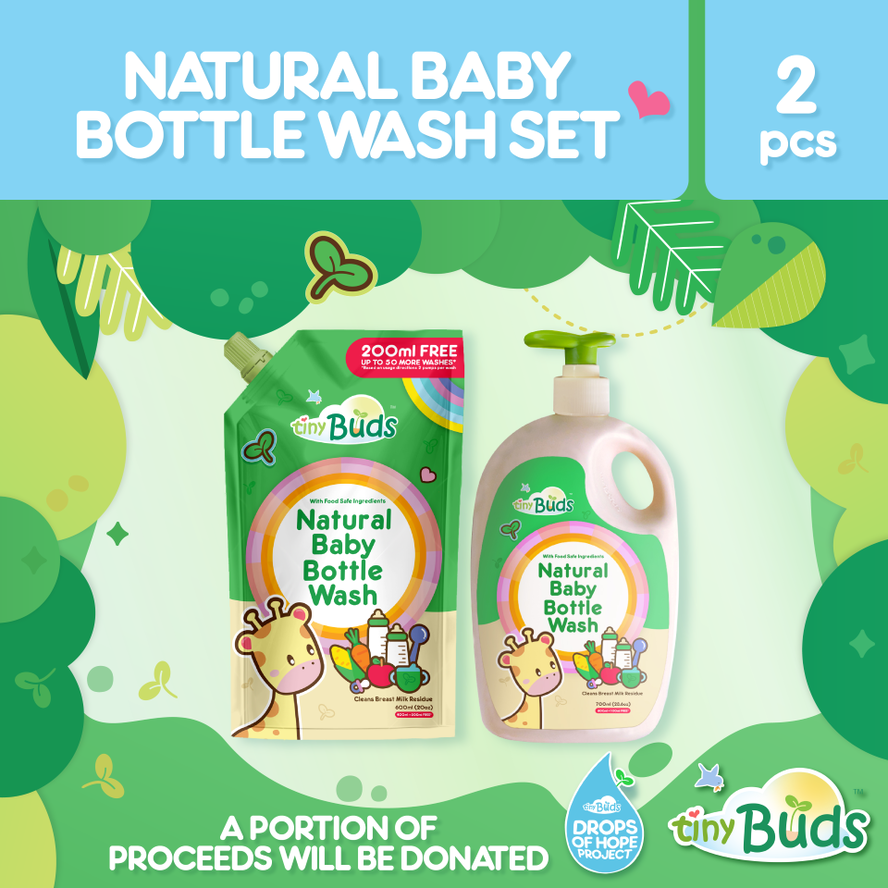 Tiny Buds Natural Baby Bottle Wash and Refill sets
