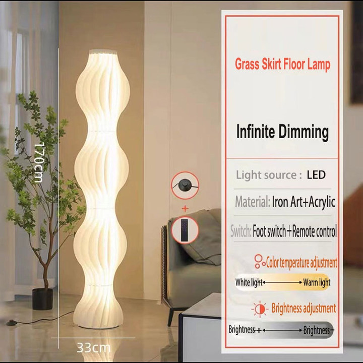 Modern Nordic style floor lamp LED bedside lamp vertical simple corner standing lamp reading lamp bedroom living room bedside table lamp (with bulb)