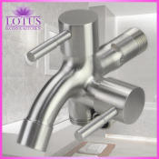 Lotus Chrome 2-Way Valve Double Spout Water Faucet Tap