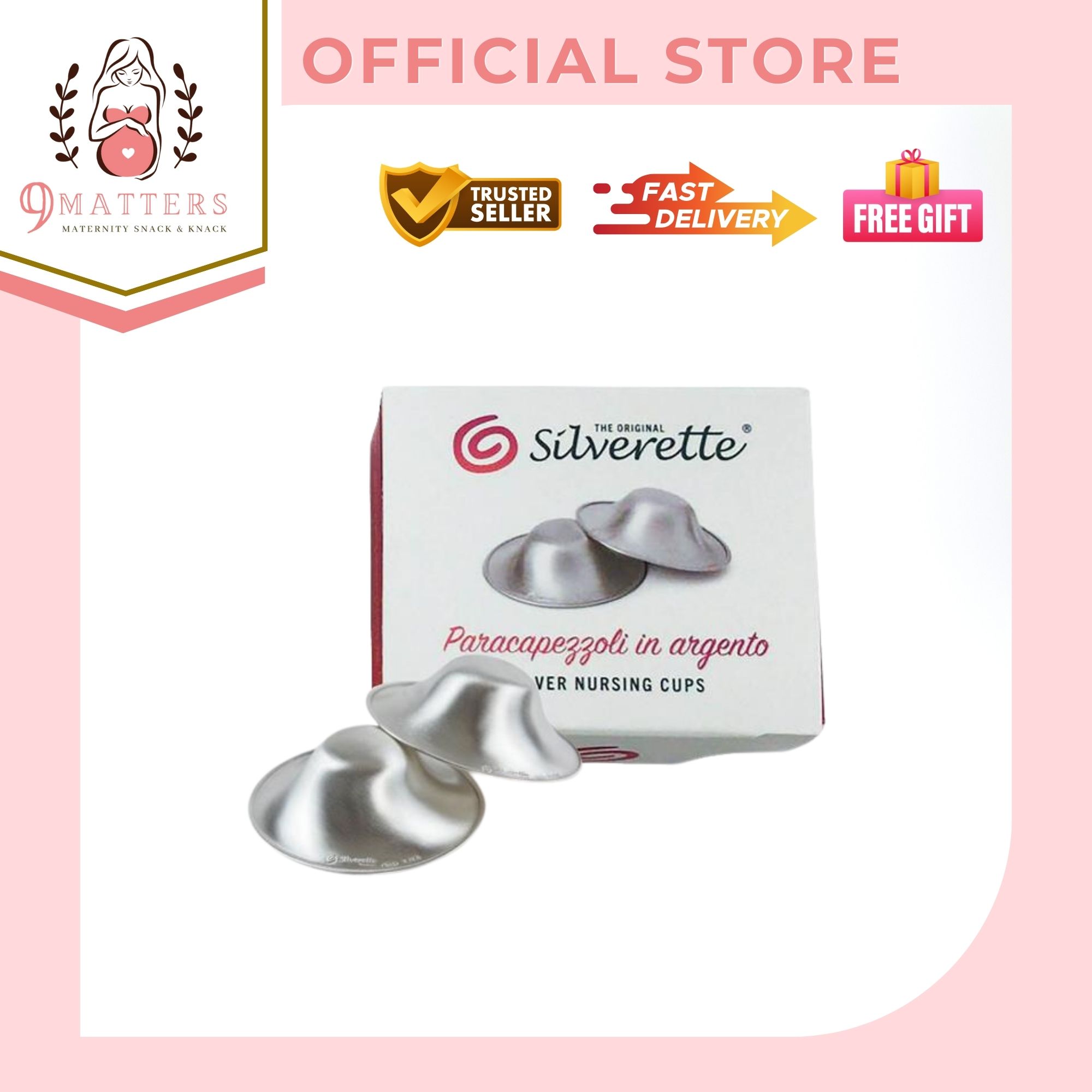 Silverette Nursing Cups (1 Pair) I Help Soothe Cracked Sore Nipples for Breastfeeding and Protects from Rubbing