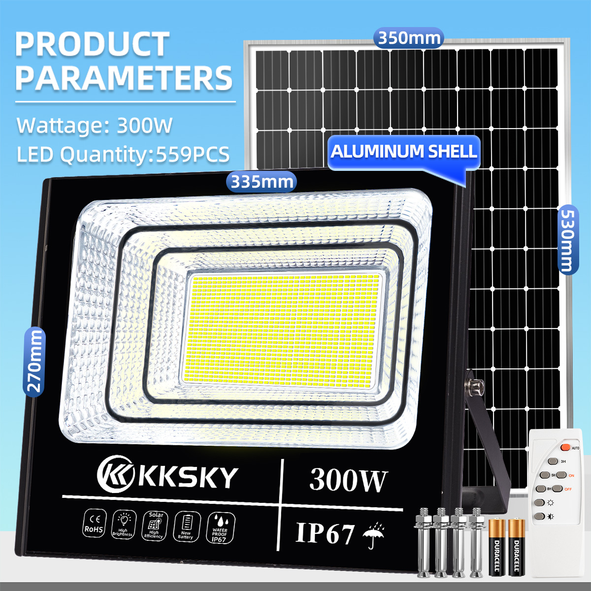 KKSKY 100% Original 100W 40W 200W 300W Buy 1 Take 1 Solar Led Outdoor Flood Light Street Lamp Waterproof With Solar Panel Remote ALUMINUM SHELL solar lighting 5 years warranty